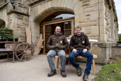 Mark Council and Alec Laing of Logie Timber outside the newly opened Boardroom
